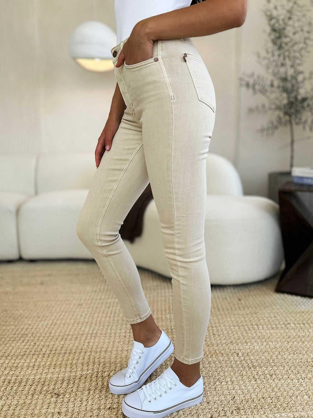 Judy Blue Full Size Garment Dyed Tummy Control Skinny Jeans -- 