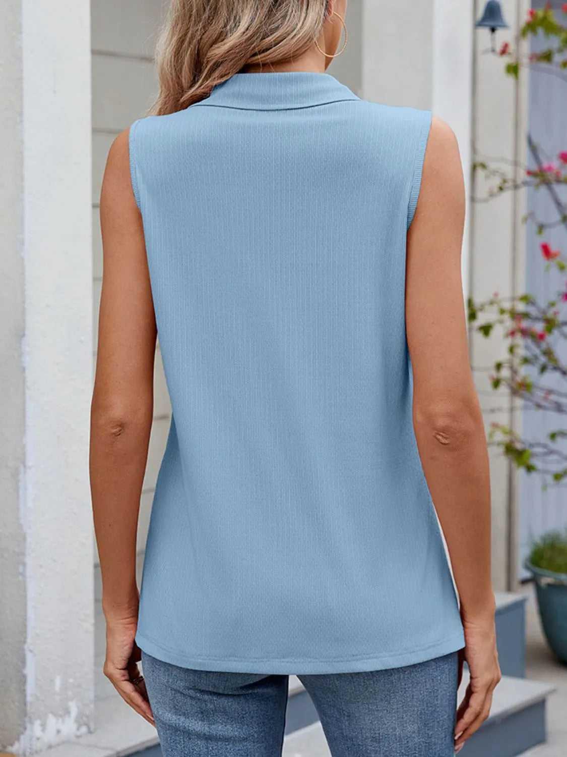 Quarter Zip Collared Tank -- 