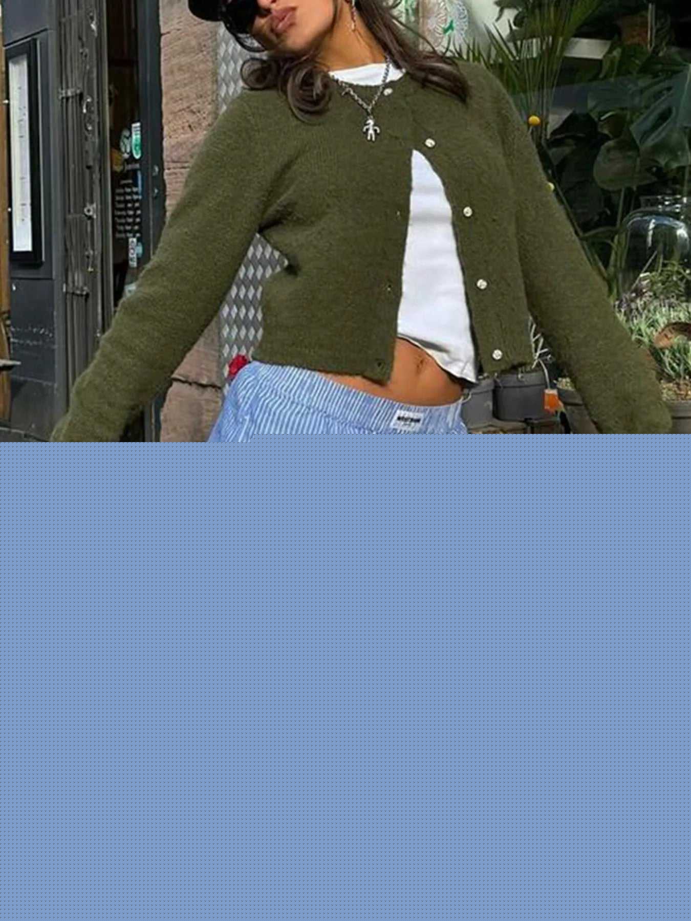 Button-Up Cropped Sweater Cardigan