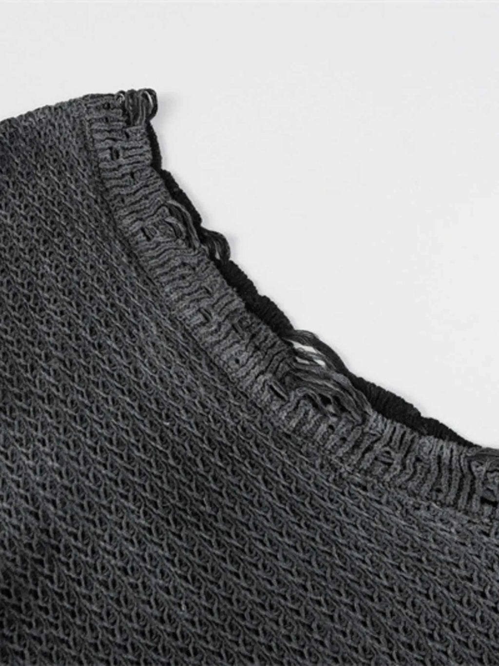 Men's Distressed Knit Vest with Frayed Edges