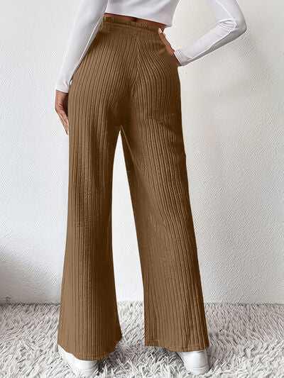 Ribbed High Waist Pants -- 