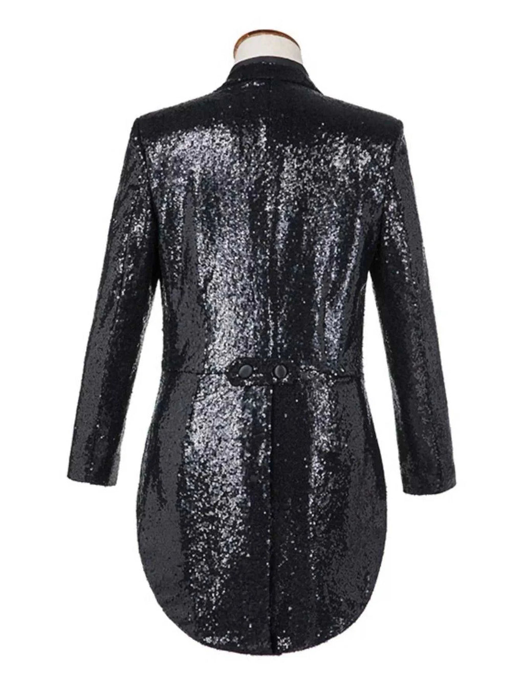 Men's Plus Size Sequin Button Up Long Sleeve Tailcoat Blazer