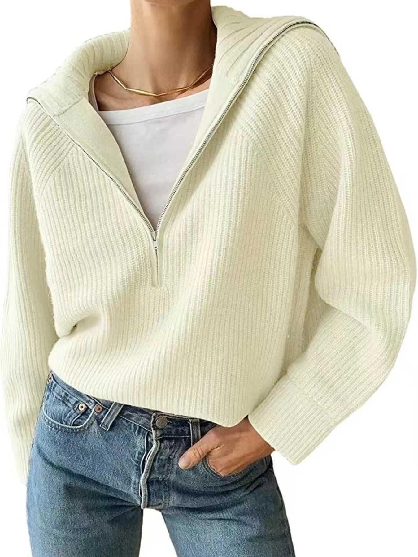Half-Zip Long Sleeve Sweater -- 