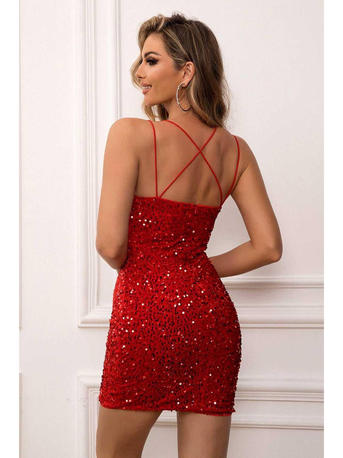 Sequin Double-Strap Bodycon Dress -- 
