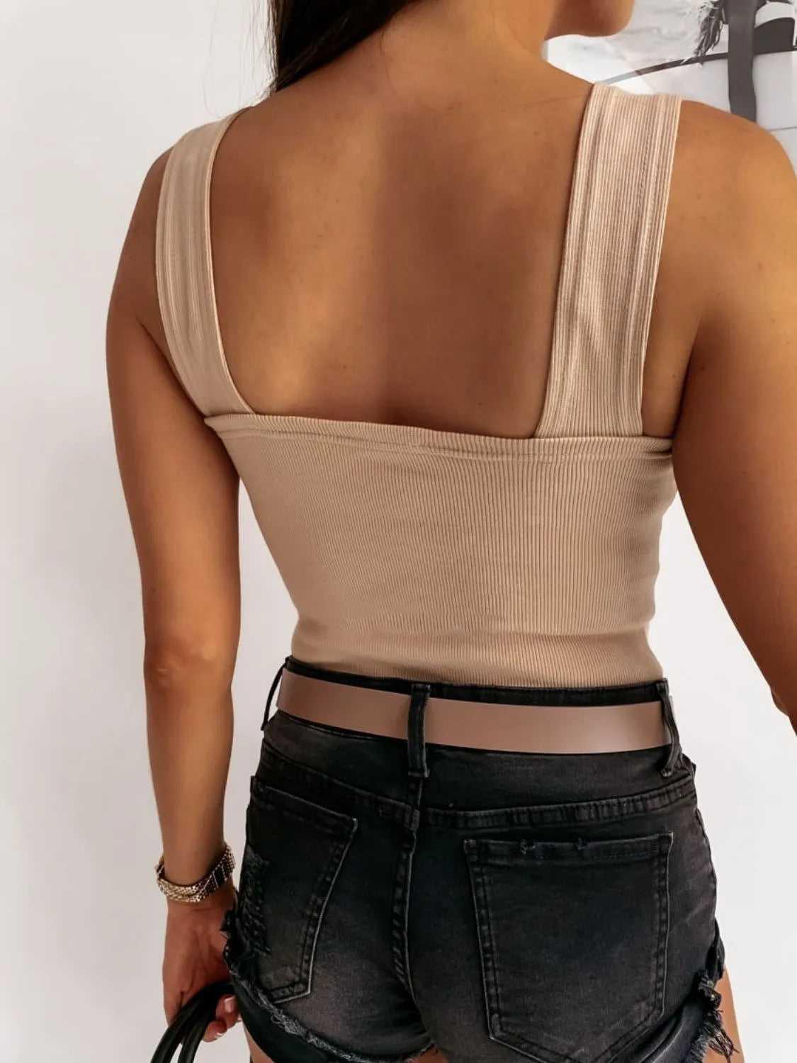 Square Neck Wide Strap Tank -- 