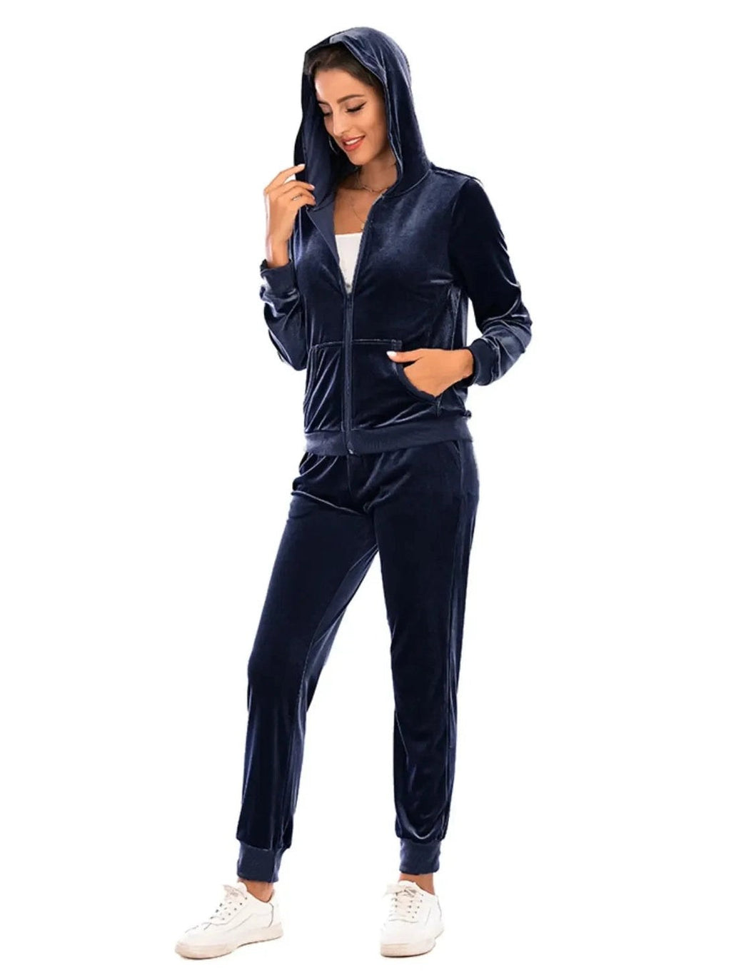 Zip-Up Hooded Jacket and Pants Set -- 
