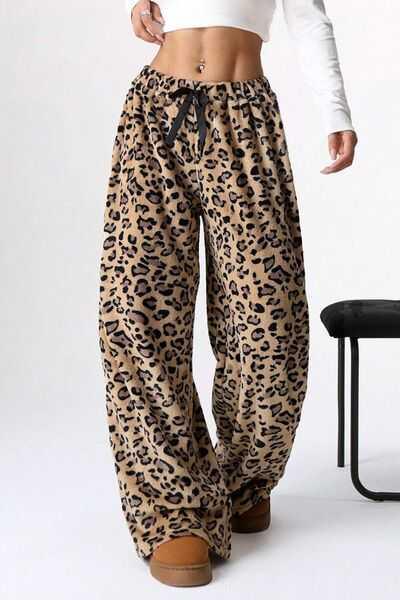 Leopard Wide Leg Pants -- 