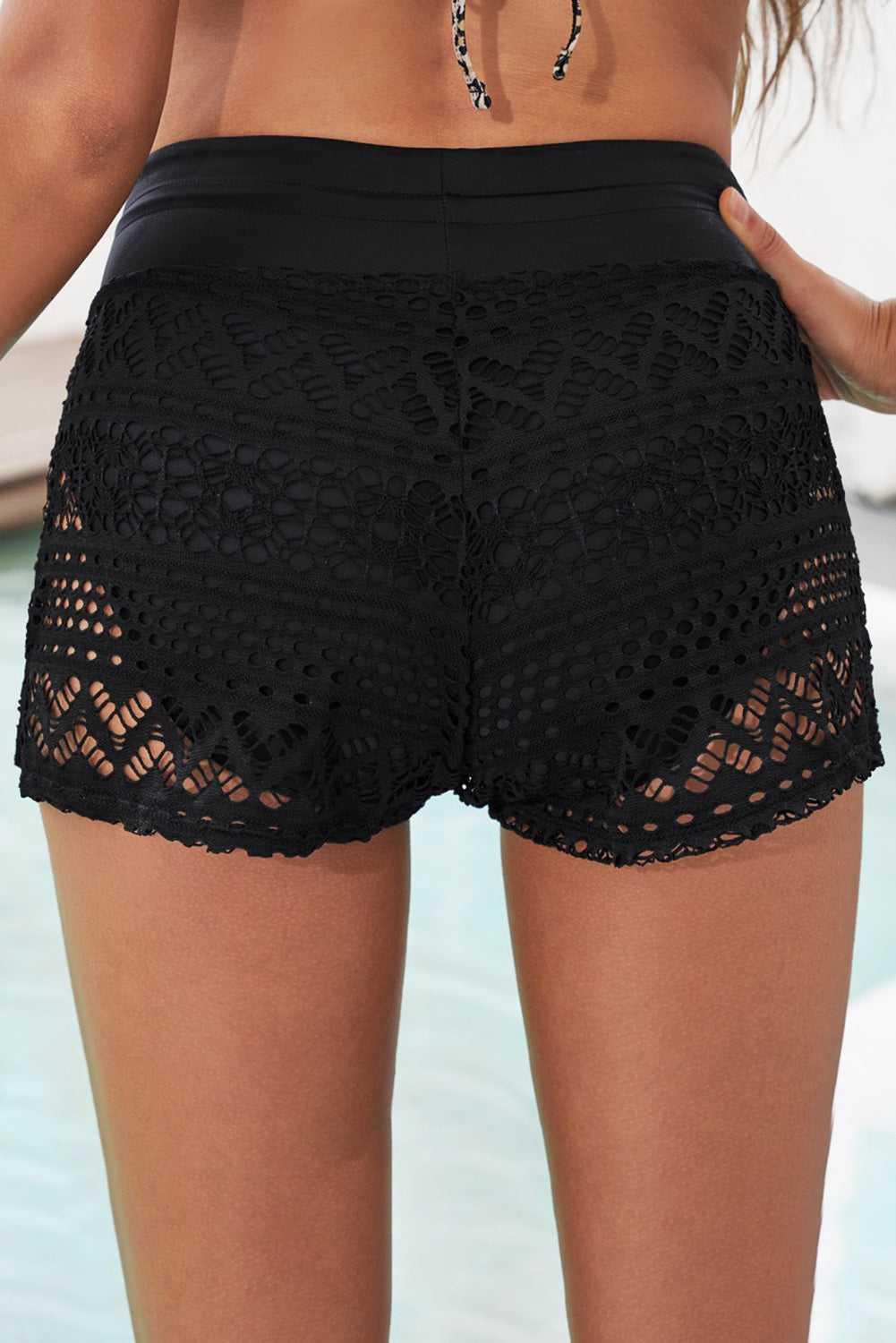 Full Size Drawstring Waist Swim Shorts -- 