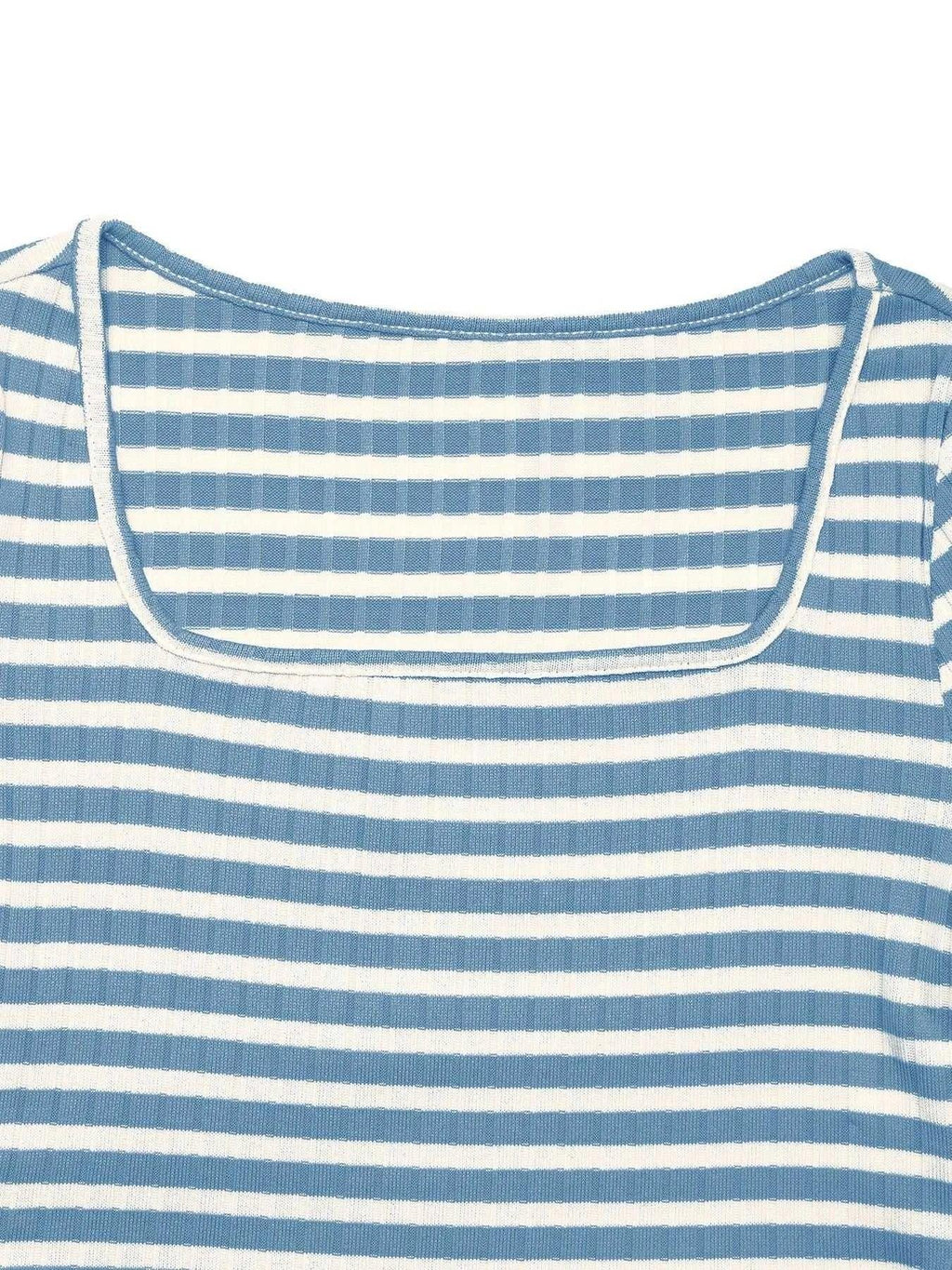 Striped Square Neck Long Sleeve Top and Pants Lounge Set -- 