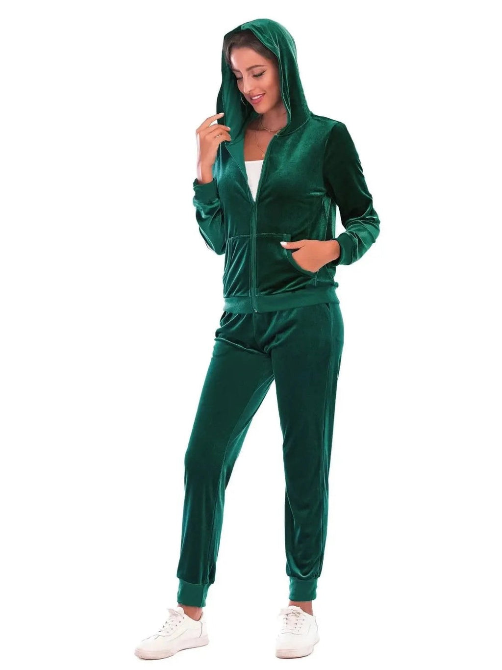 Zip-Up Hooded Jacket and Pants Set -- 