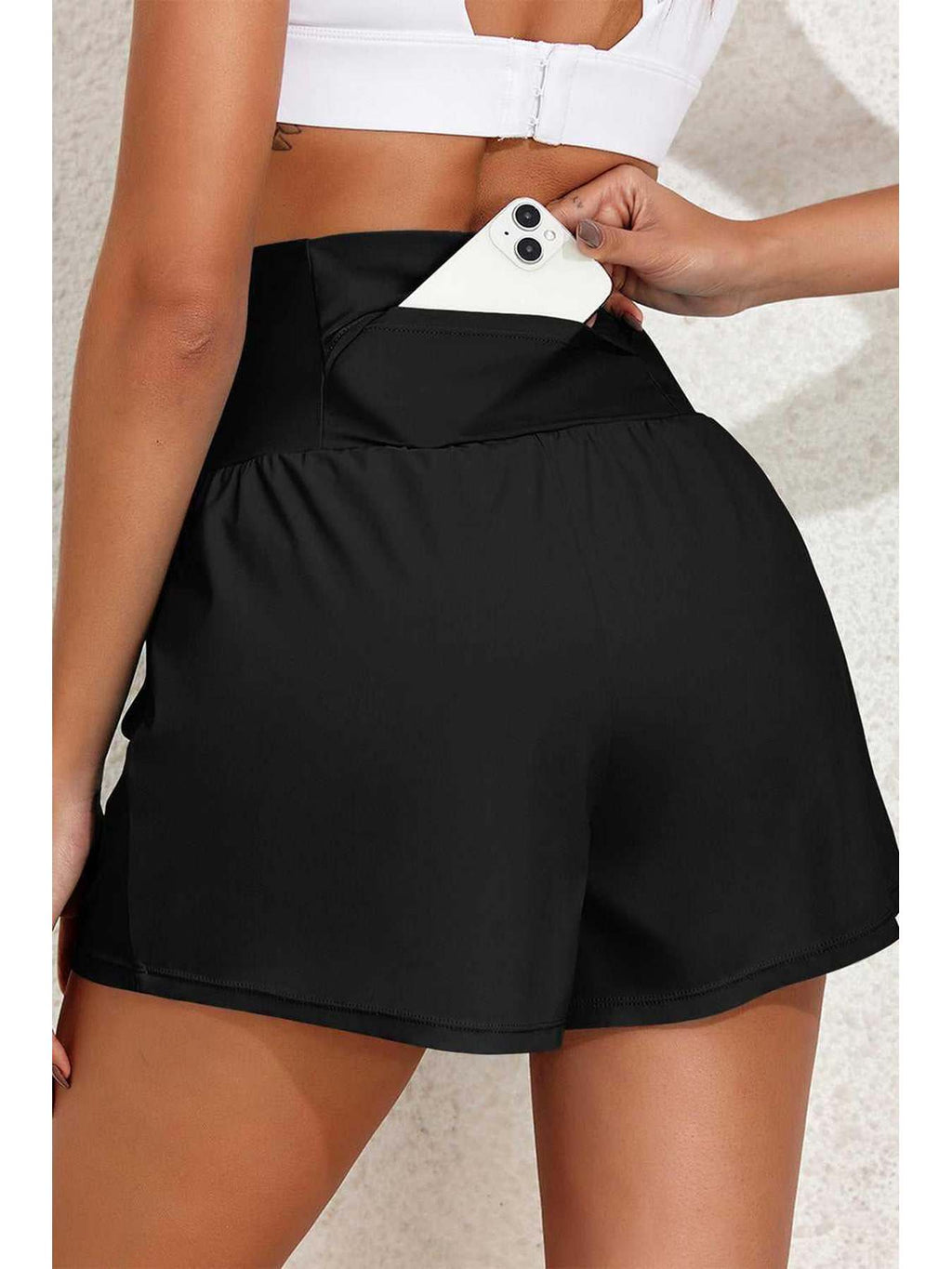 Pocketed High Waist Swim Shorts -- 
