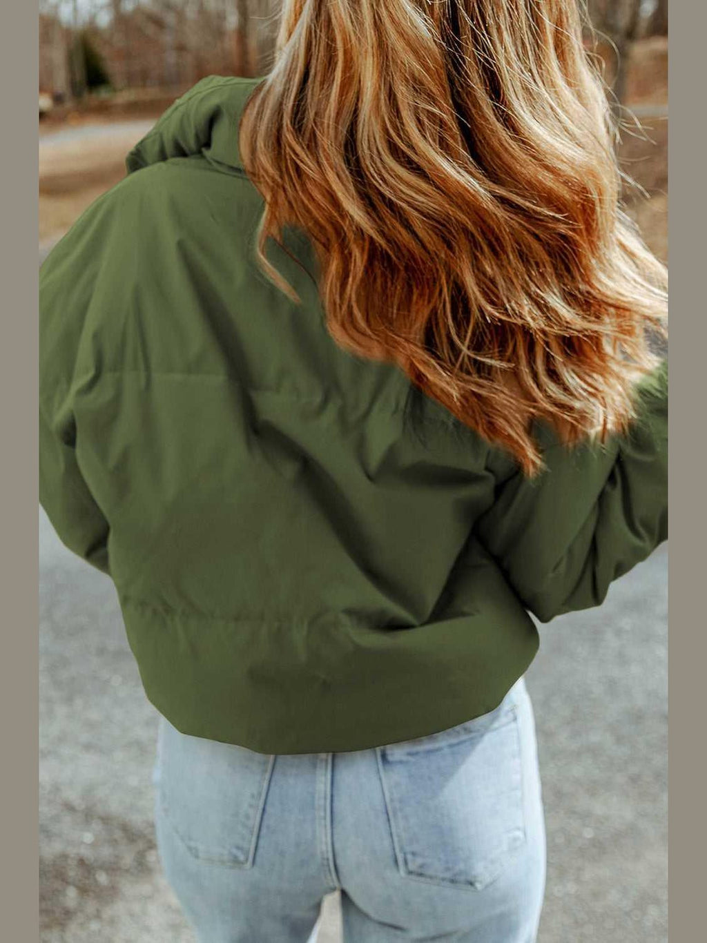 Zip Up Collared Neck Coat with Pockets -- 