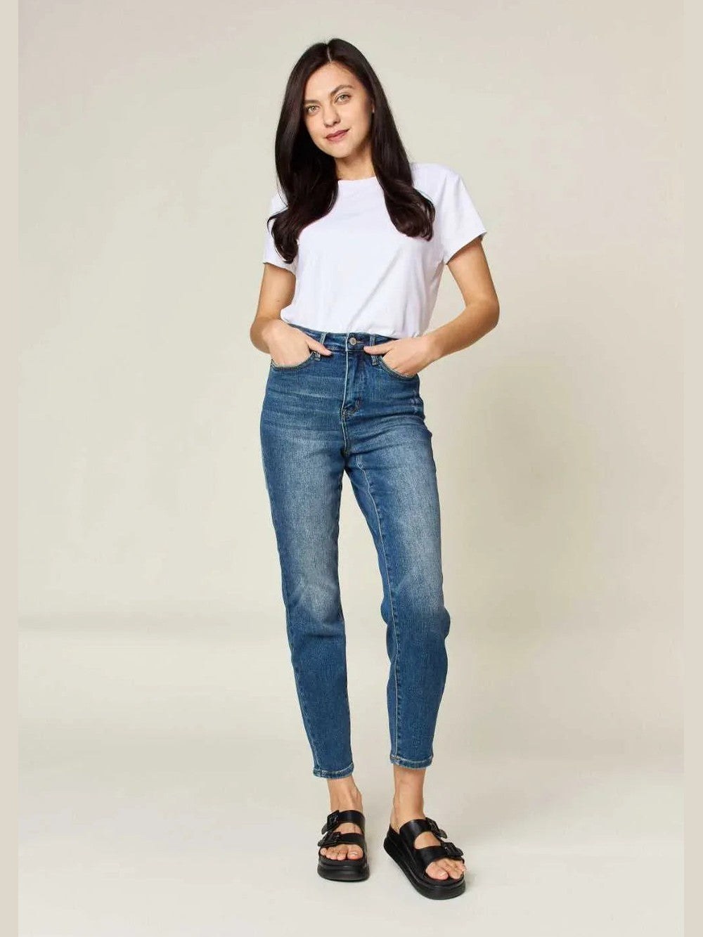 Judy Blue Full Size Tummy Control High Waist Slim Jeans -- 