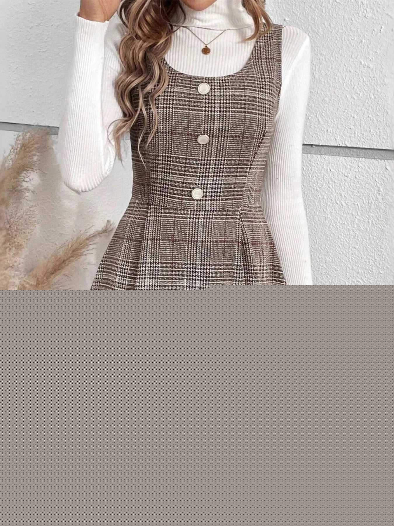 Plaid Wide Strap Mini Dress