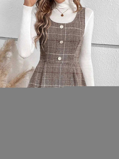 Plaid Wide Strap Mini Dress