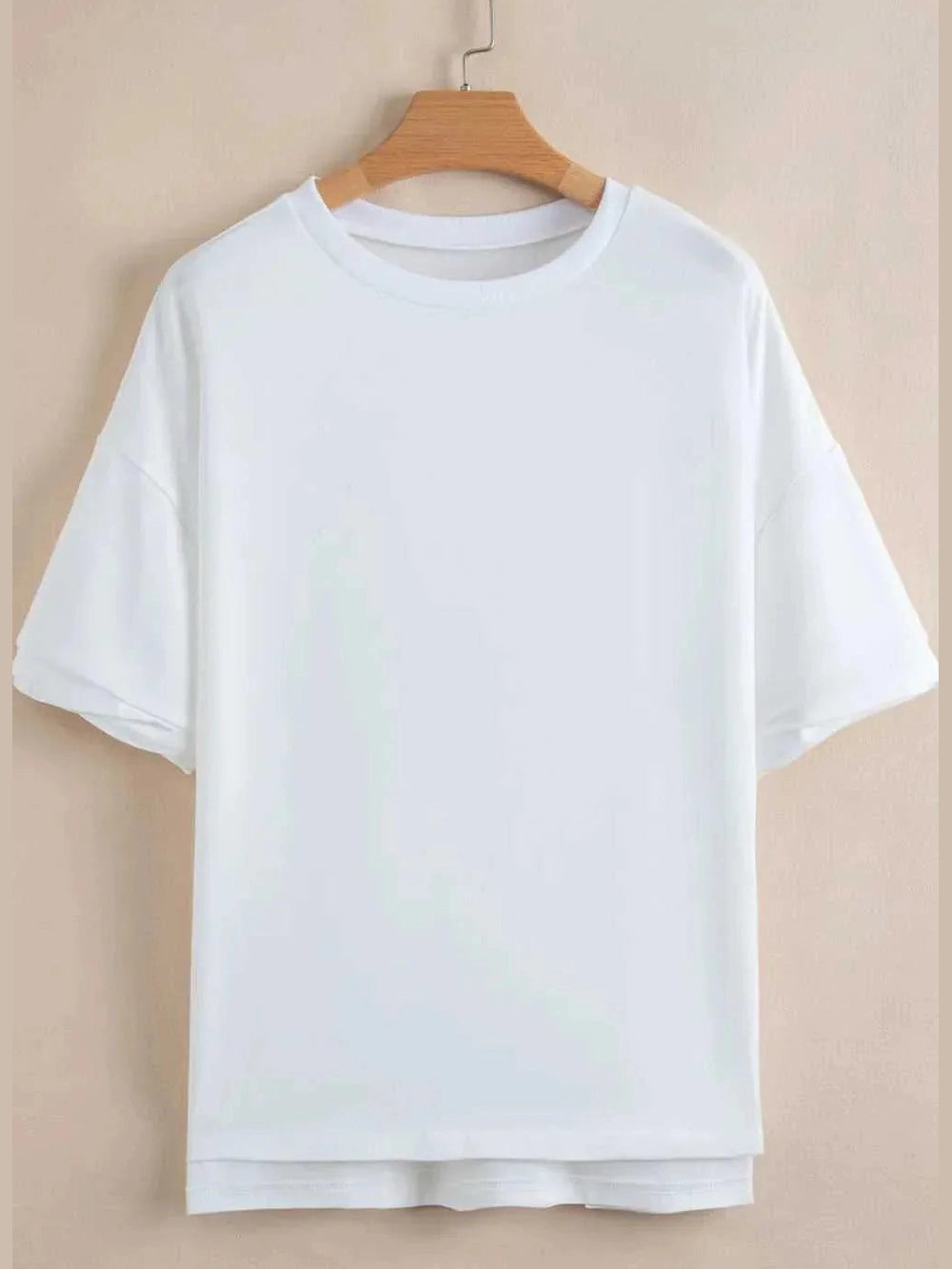 Loose Half Sleeve Hi Low Hem T Shirt -- 