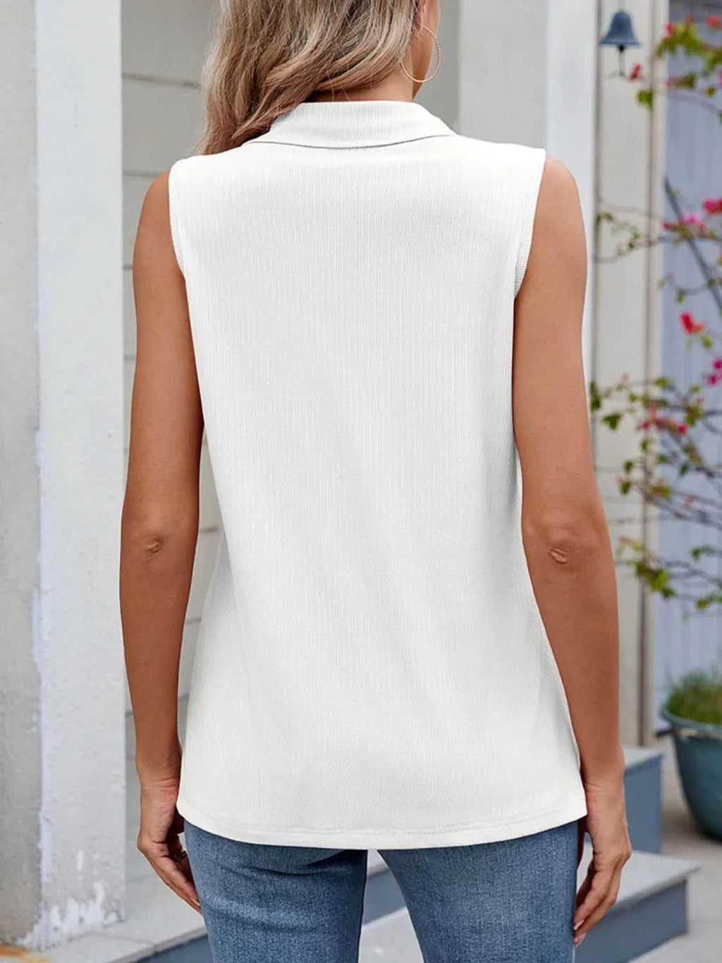 Quarter Zip Collared Tank -- 