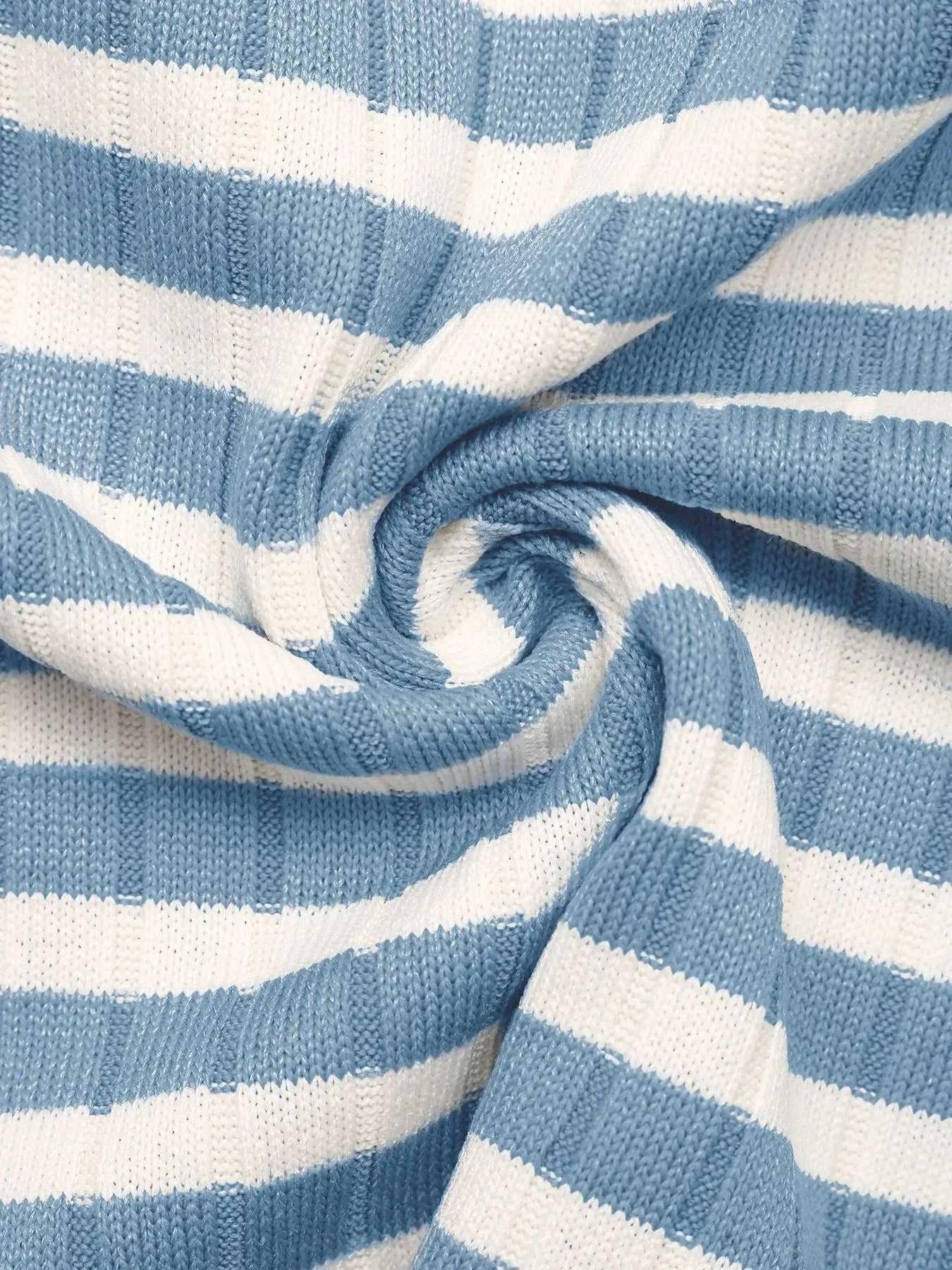 Striped Square Neck Long Sleeve Top and Pants Lounge Set -- 