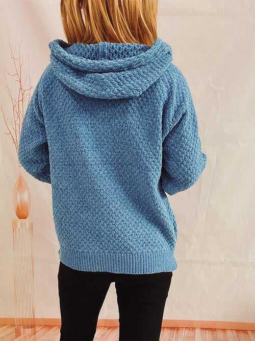 Drawstring Long Sleeve Hooded Sweater -- 