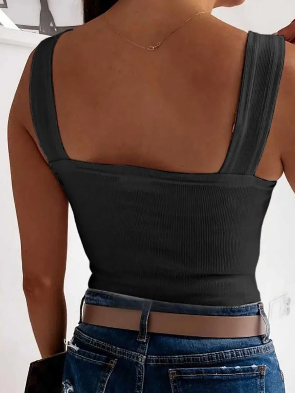 Square Neck Wide Strap Tank -- 