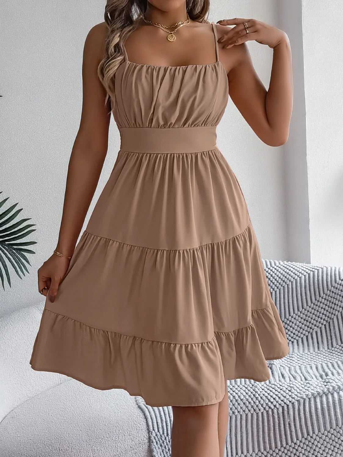Smocked Back Tiered Cami Dress