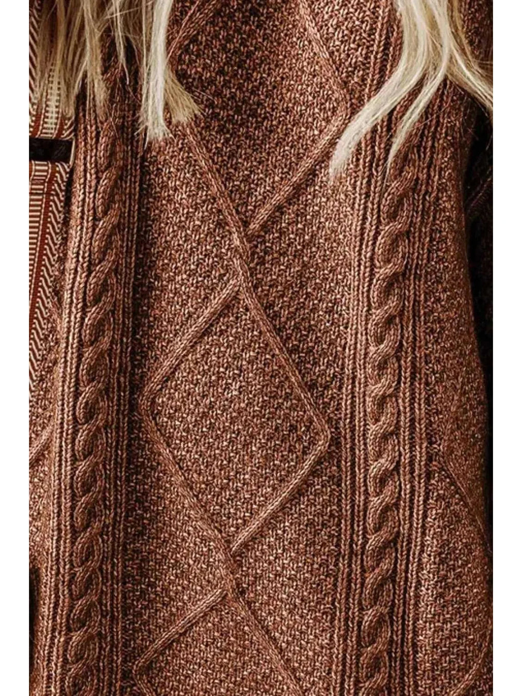 Cable-Knit Round Neck Sweater Dress -- 