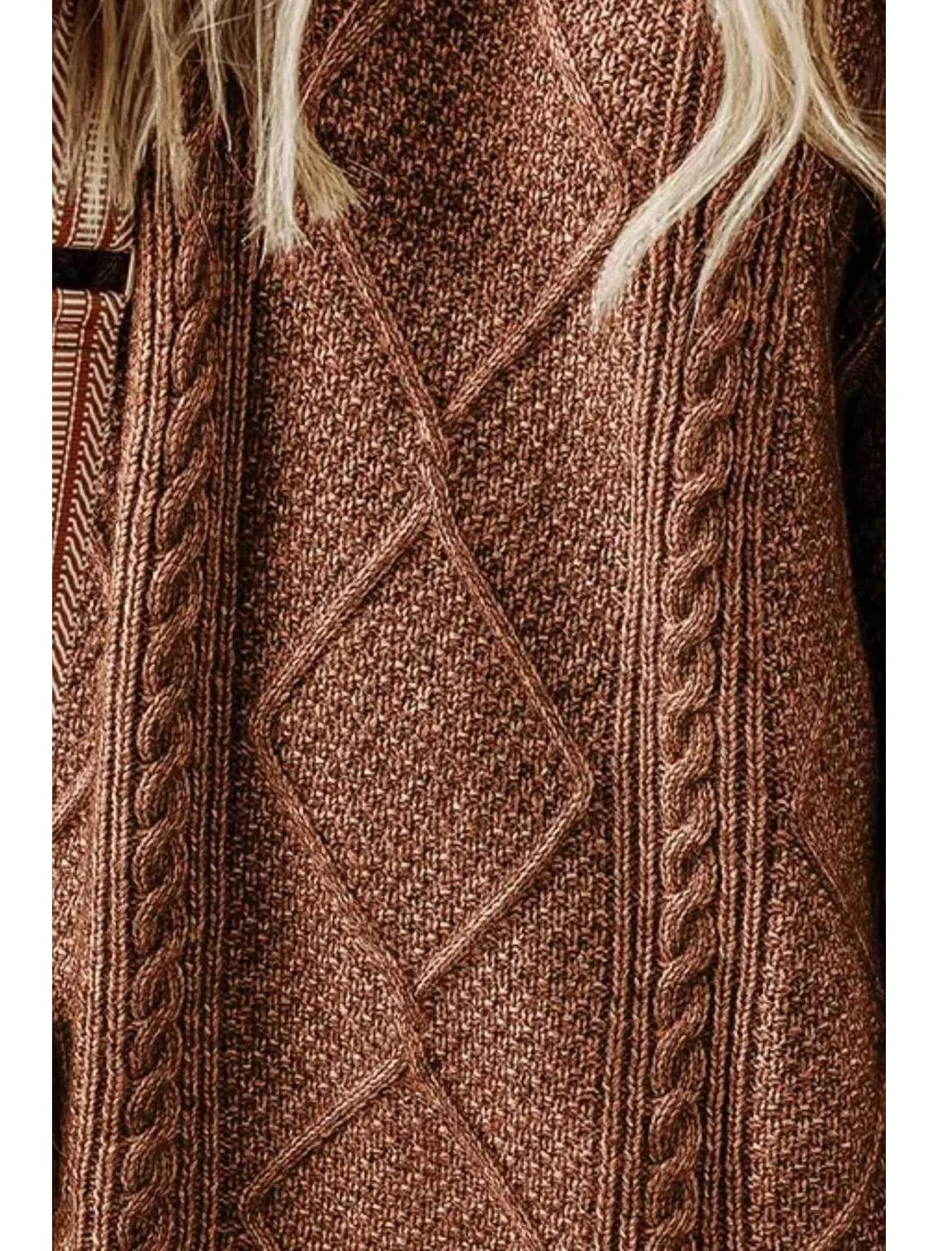 Cable-Knit Round Neck Sweater Dress -- 