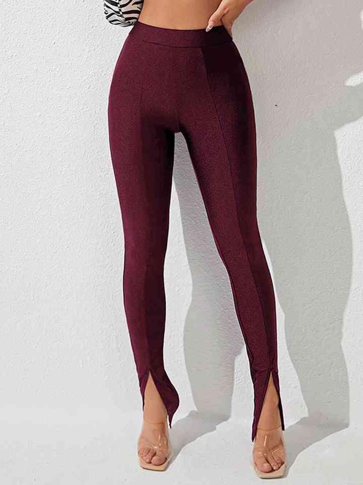 High Waist Slit Skinny Pants -- 