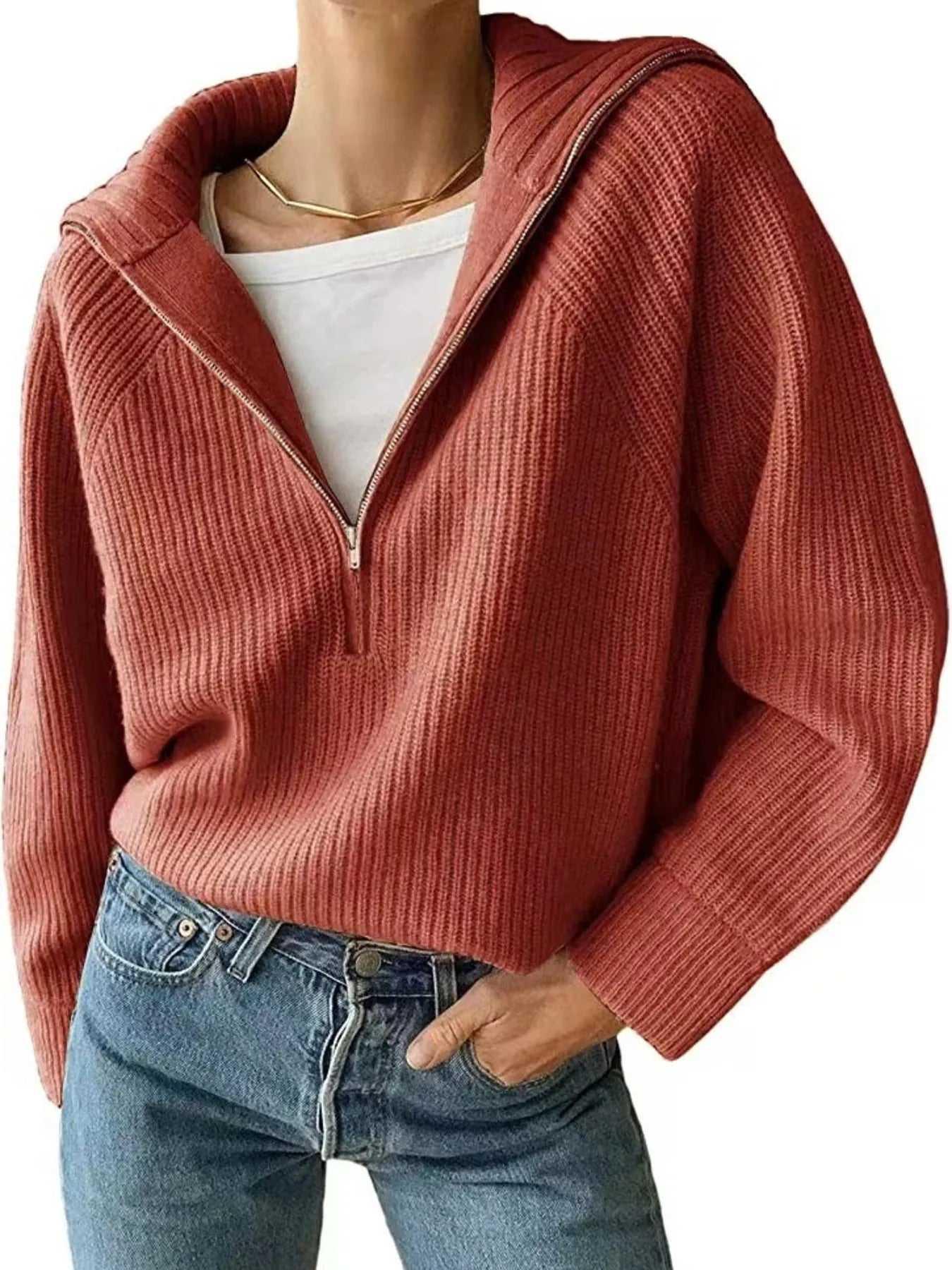 Half-Zip Long Sleeve Sweater -- 