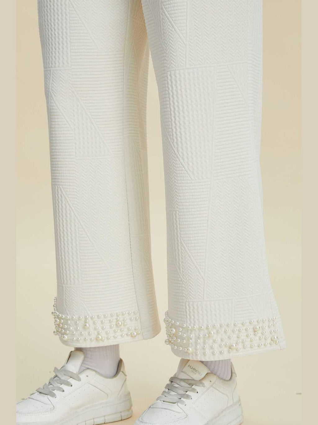 Double Take Full Size Pearl Detail Round Neck Top and Pants Set -- 