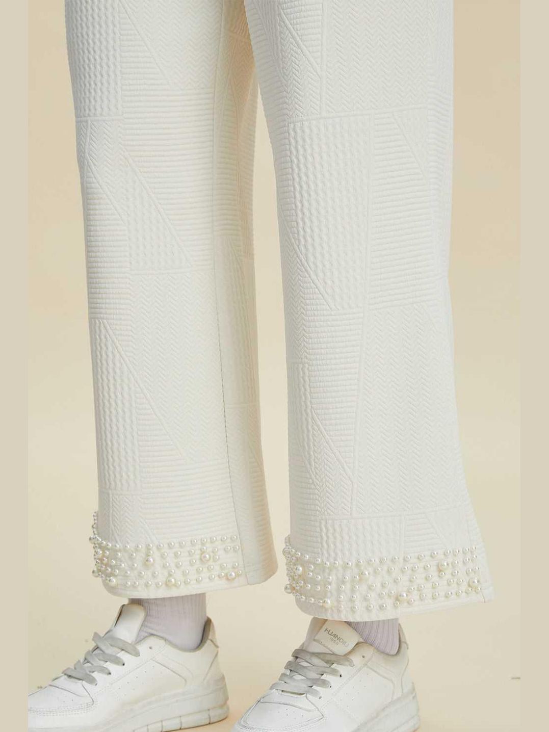 Double Take Full Size Pearl Detail Round Neck Top and Pants Set -- 
