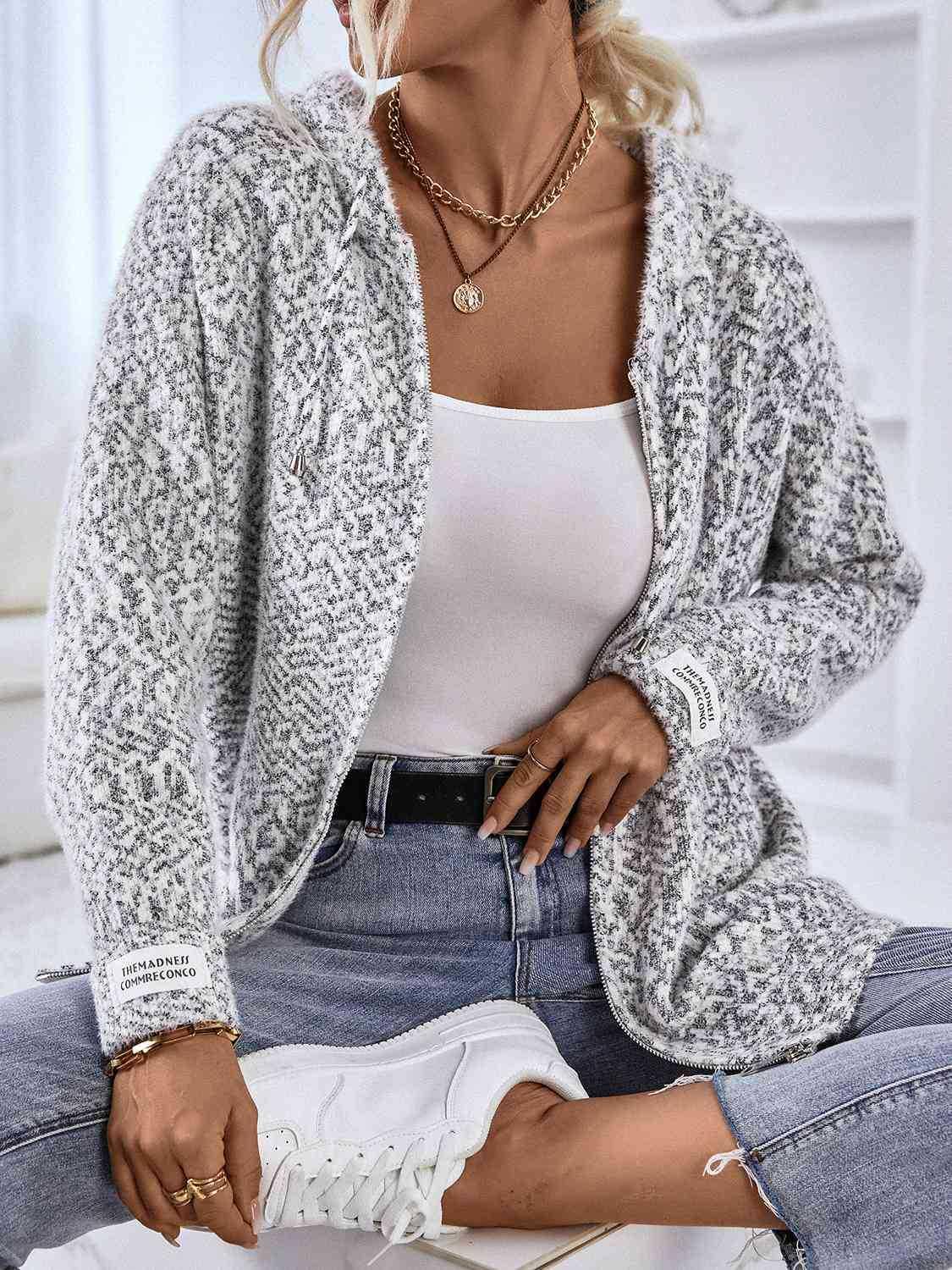 Zip-Up Hooded Sweater -- 