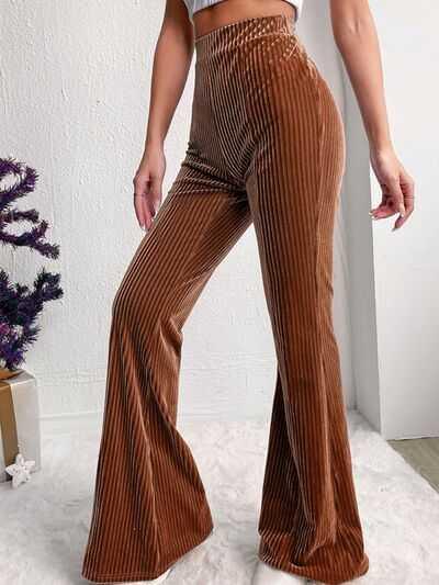 Ribbed High Waist Bootcut Pants -- 