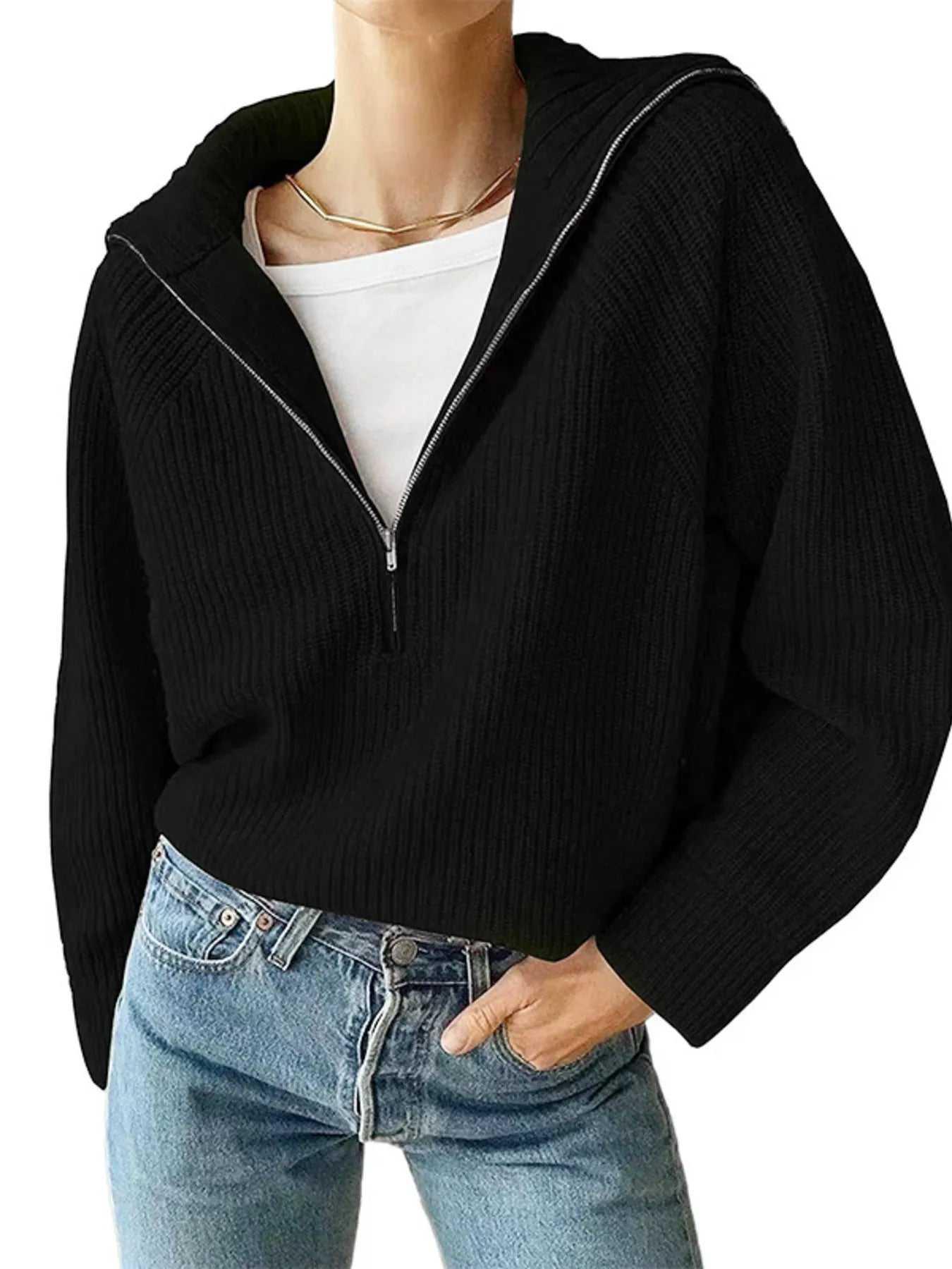 Half-Zip Long Sleeve Sweater -- 