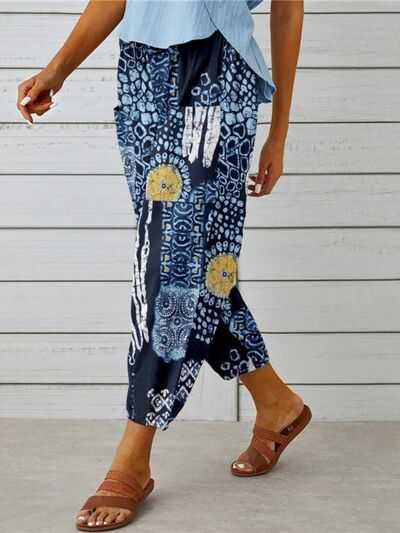 Printed Tied Cropped Pants