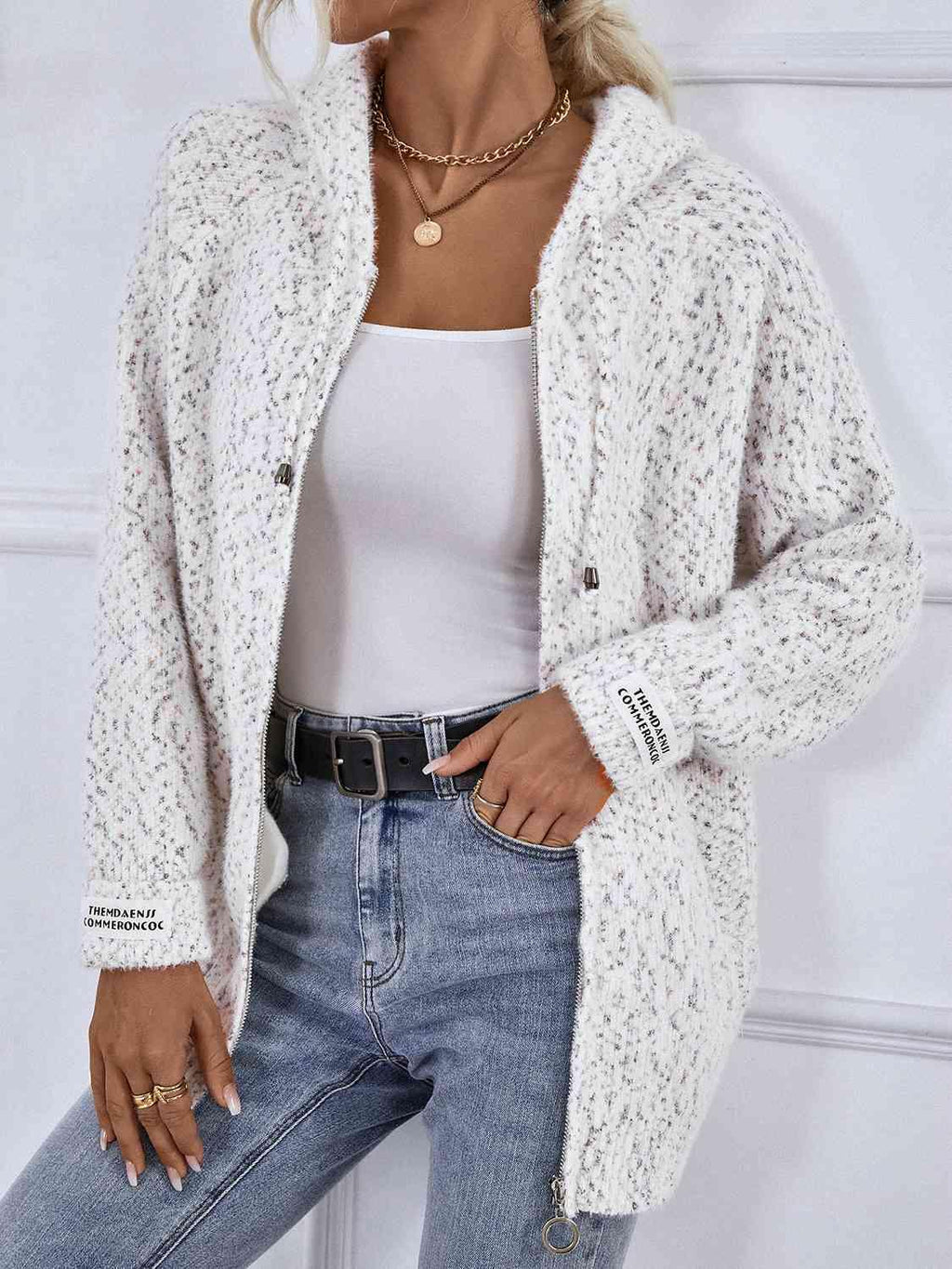 Zip-Up Hooded Sweater -- 