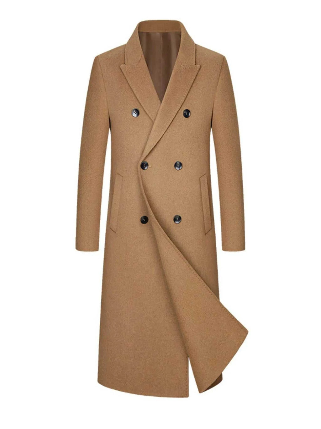 Men's Plus Size Double-Breasted Longline Coat