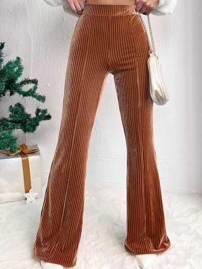 Ribbed High Waist Bootcut Pants -- 