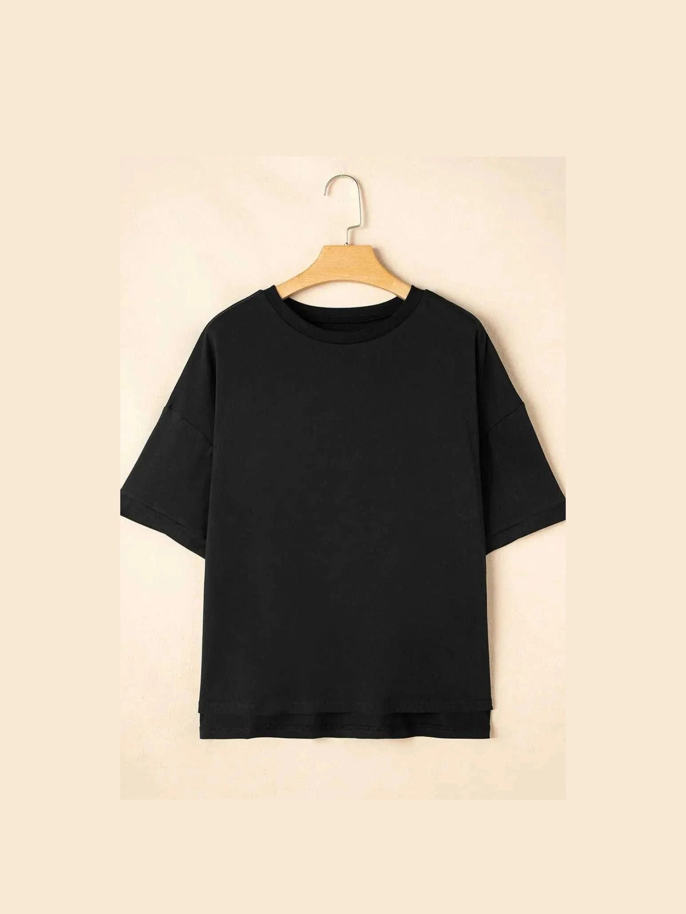 Loose Half Sleeve Hi Low Hem T Shirt -- 