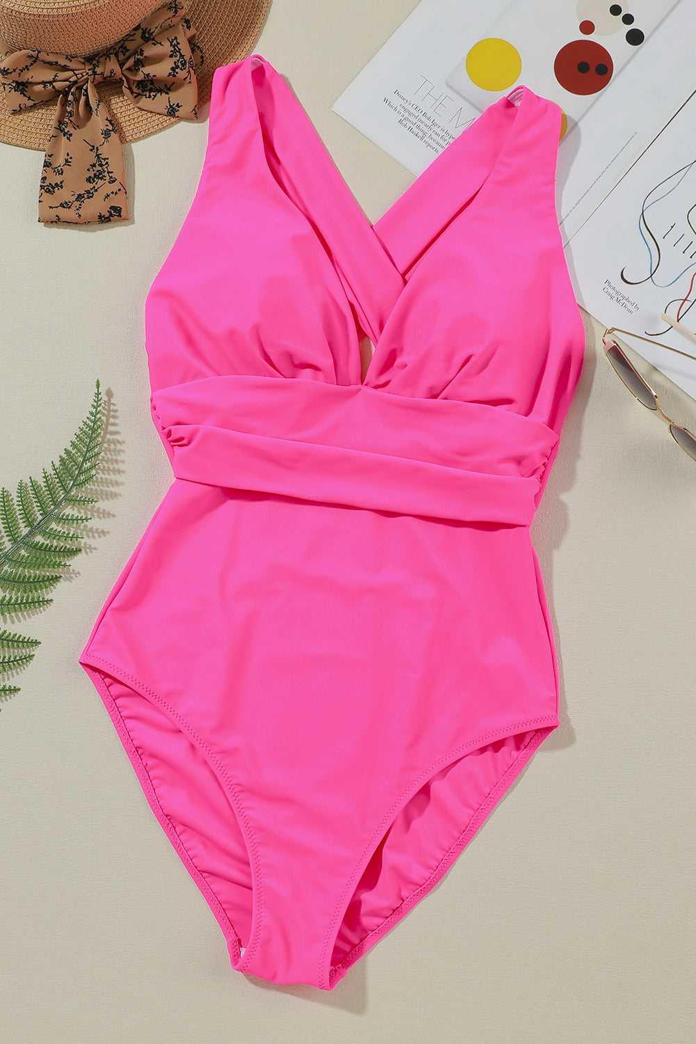 Crisscross Wide Strap One-Piece Swimwear -- 