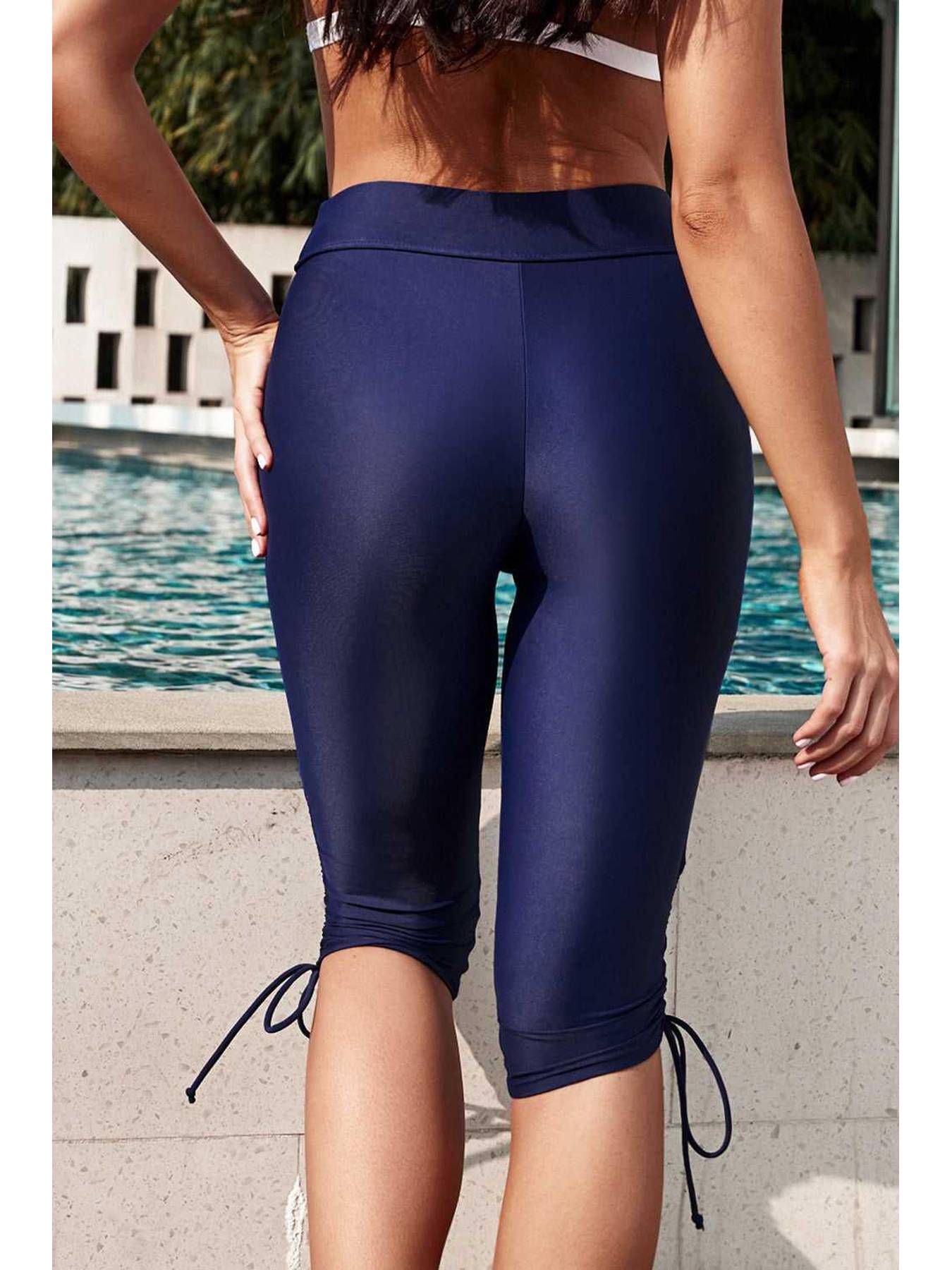 Drawstring Ruched Swim Shorts -- 