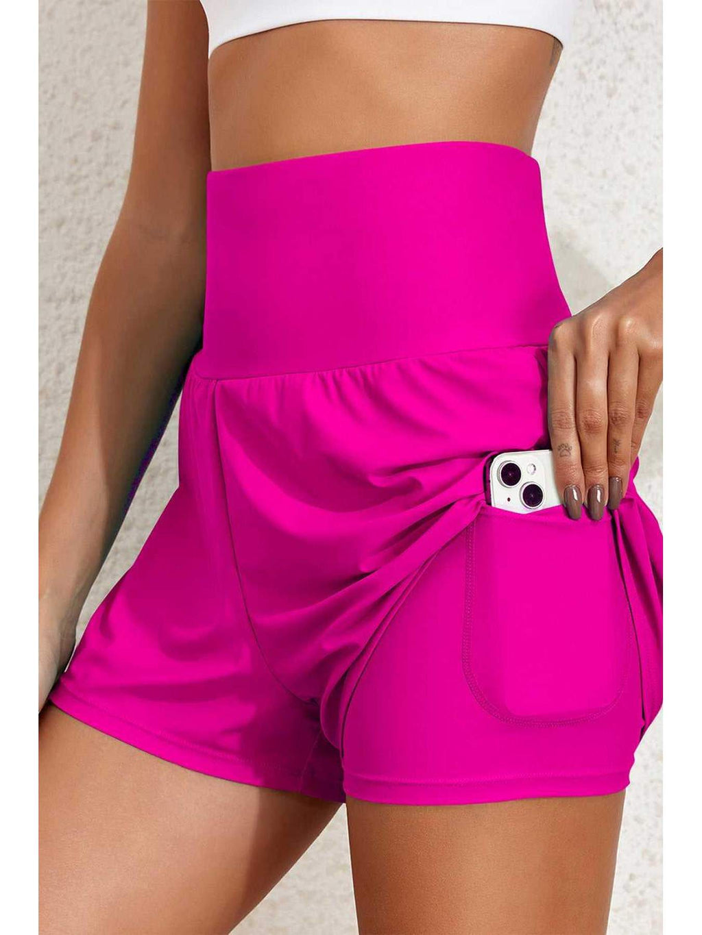 Pocketed High Waist Swim Shorts -- 