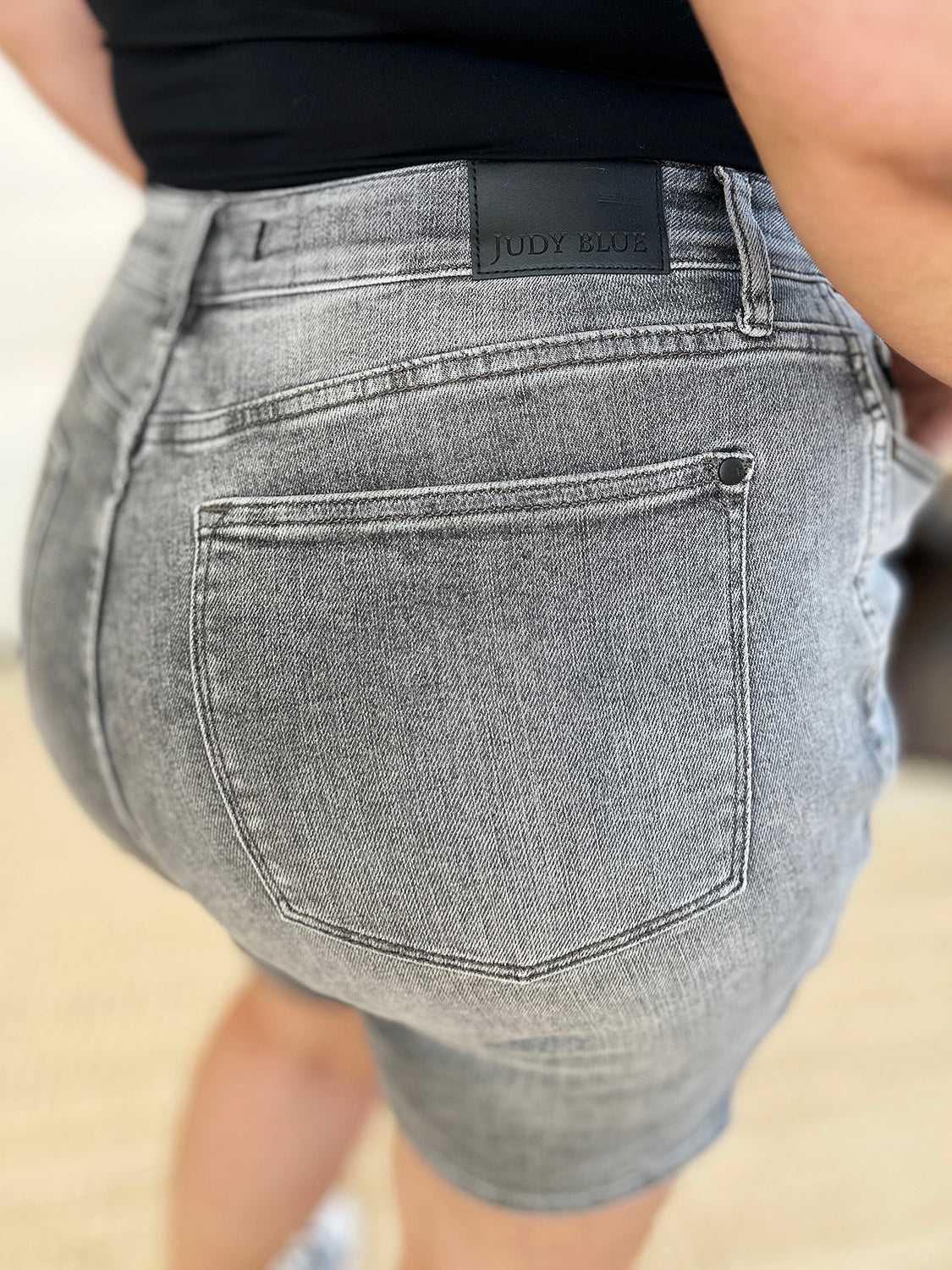 Judy Blue Full Size High Waist Washed Denim Shorts -- 