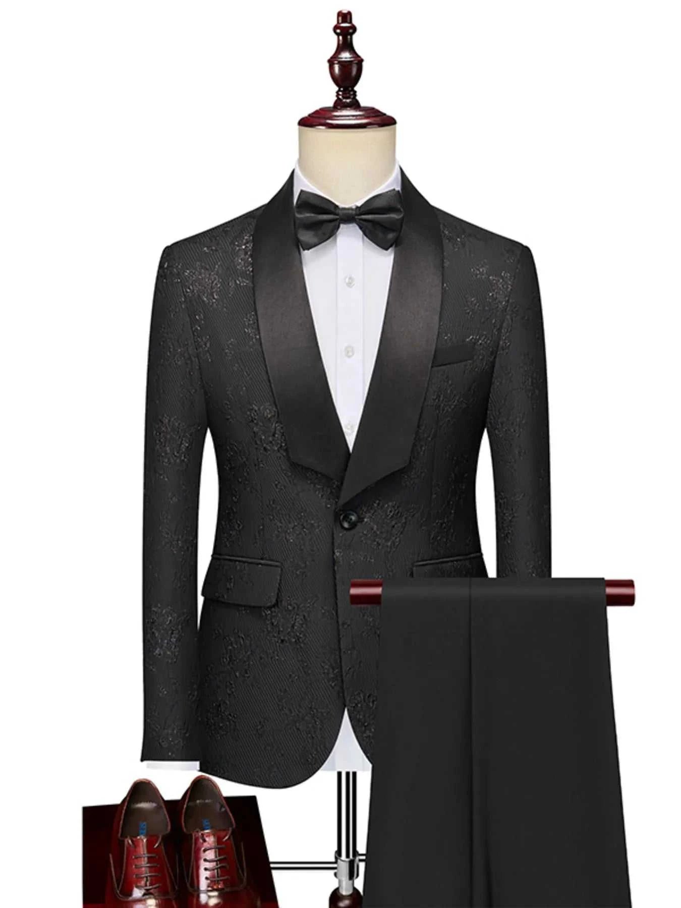 Men's Plus Size One Button Long Sleeve Blazer and Pants Set