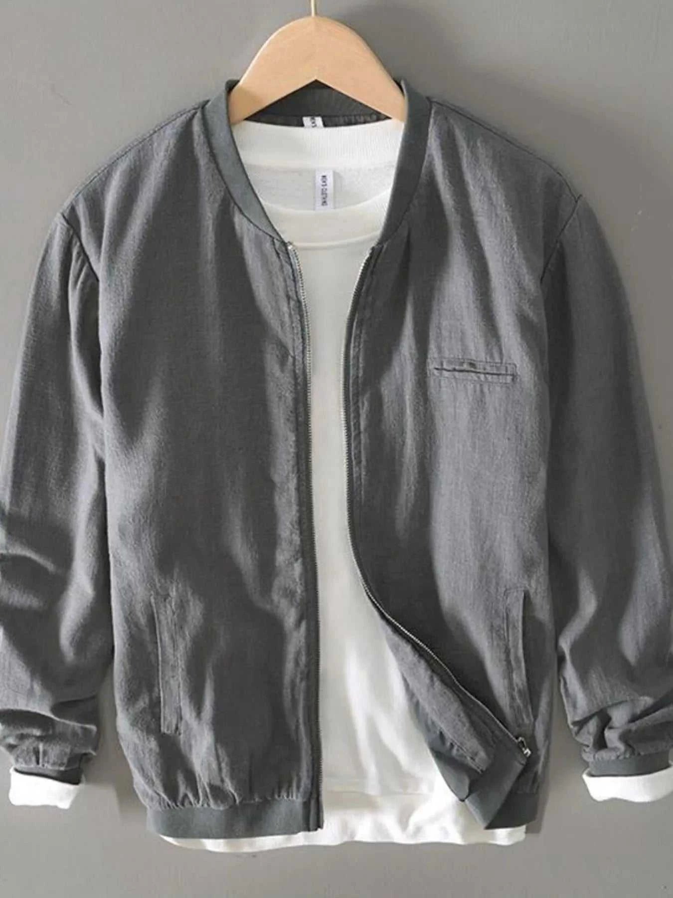 Men's Plus Size Zip Up Long Sleeve Jacket