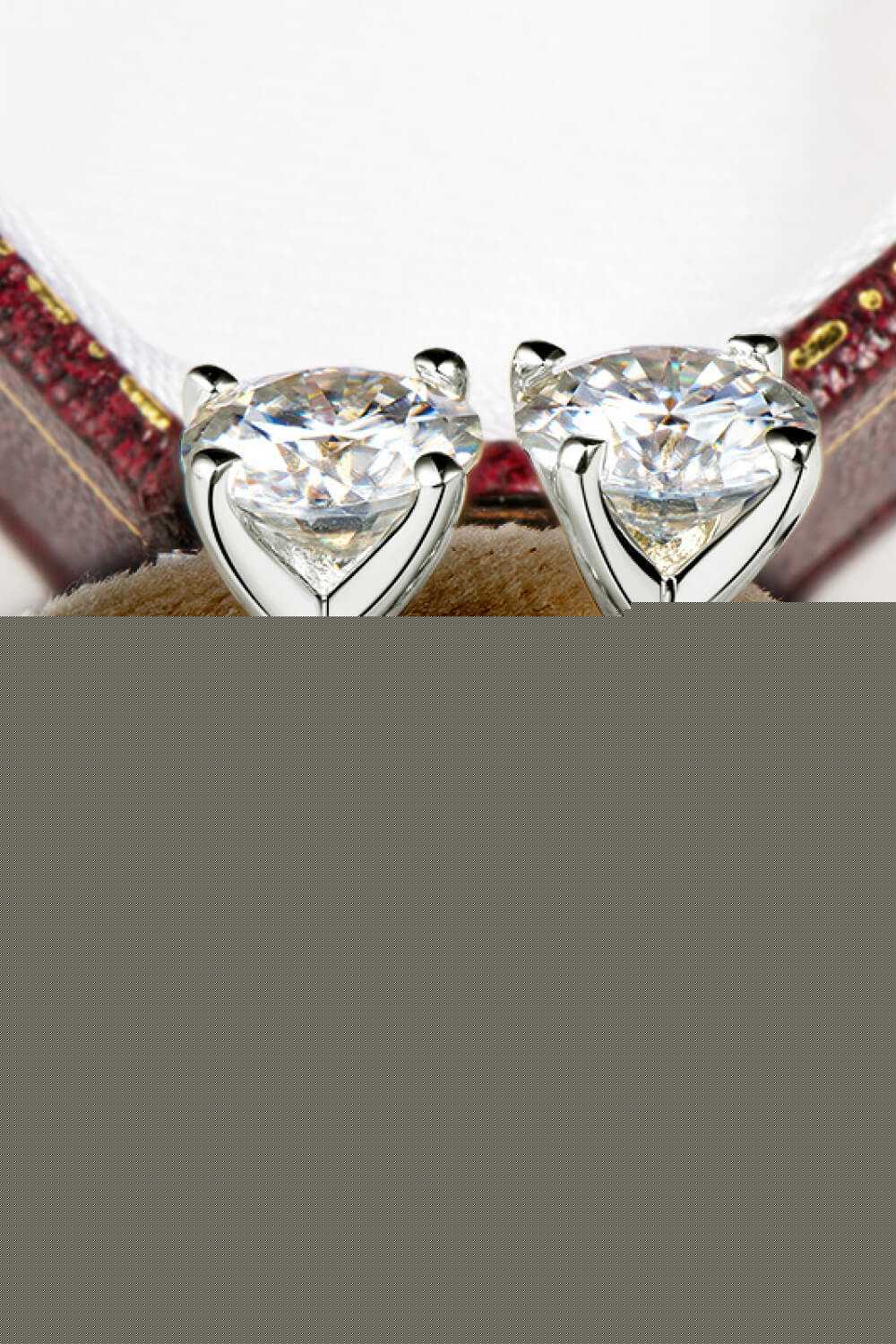 925 Sterling Silver 1 Carat Moissanite 4-Prong Stud Earrings