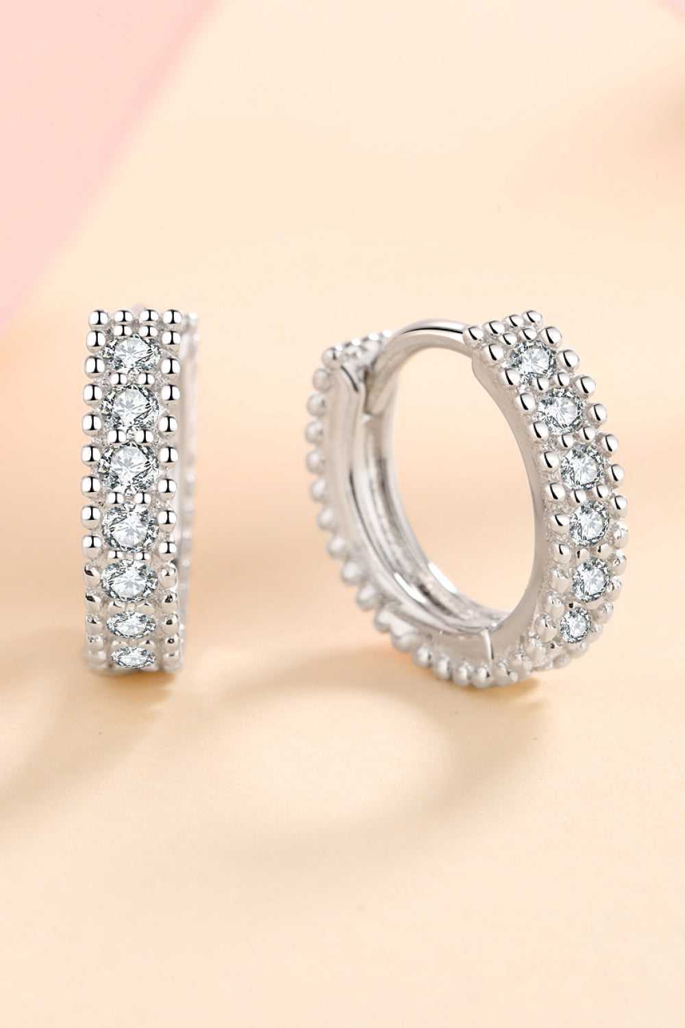 925 Sterling Silver Inlaid Moissanite Huggie Earrings