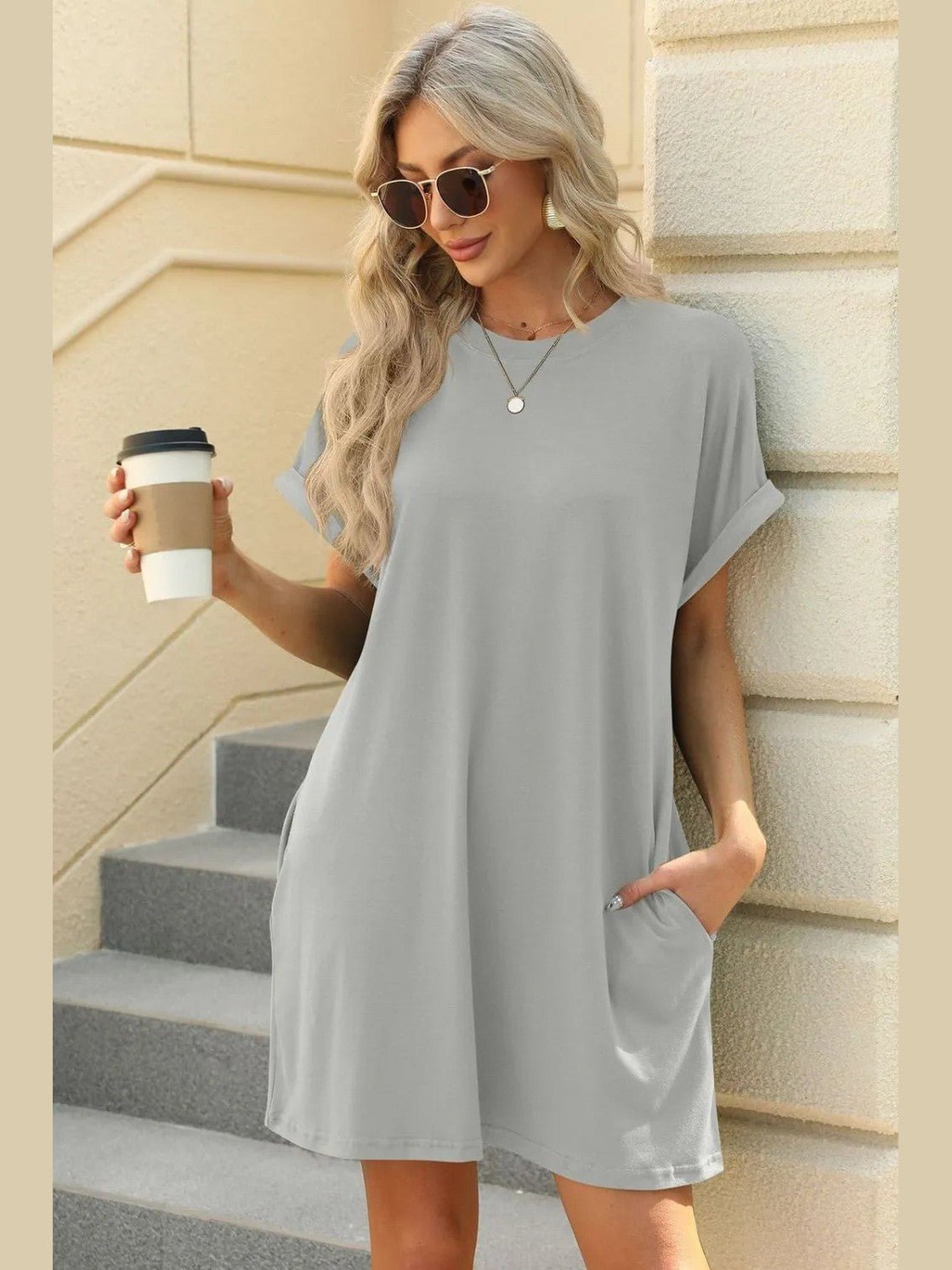 Short Sleeve Midi Dress with Pockets – Modest Casual Wear