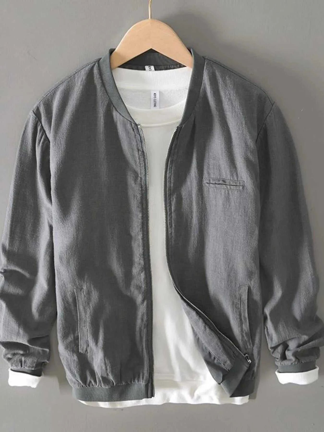 Men's Plus Size Zip Up Long Sleeve Jacket