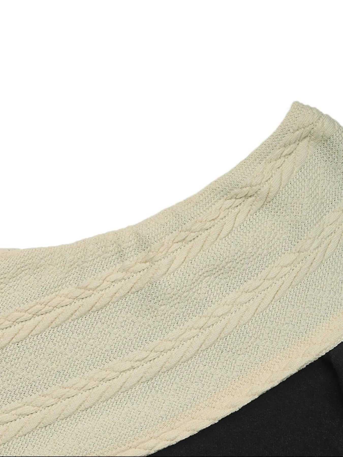 Asymmetrical Contrast Long Sleeve Dress -- 